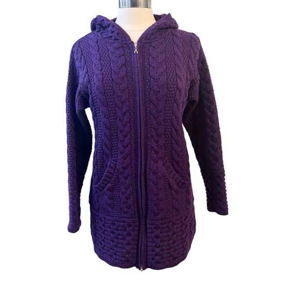 Aran Crafts Sweaters - ARAN CRAFTS Hooded Long Cardigan Sweater S